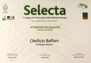 Premio Selecta oli extra vergine di oliva Oleificio Baffoni